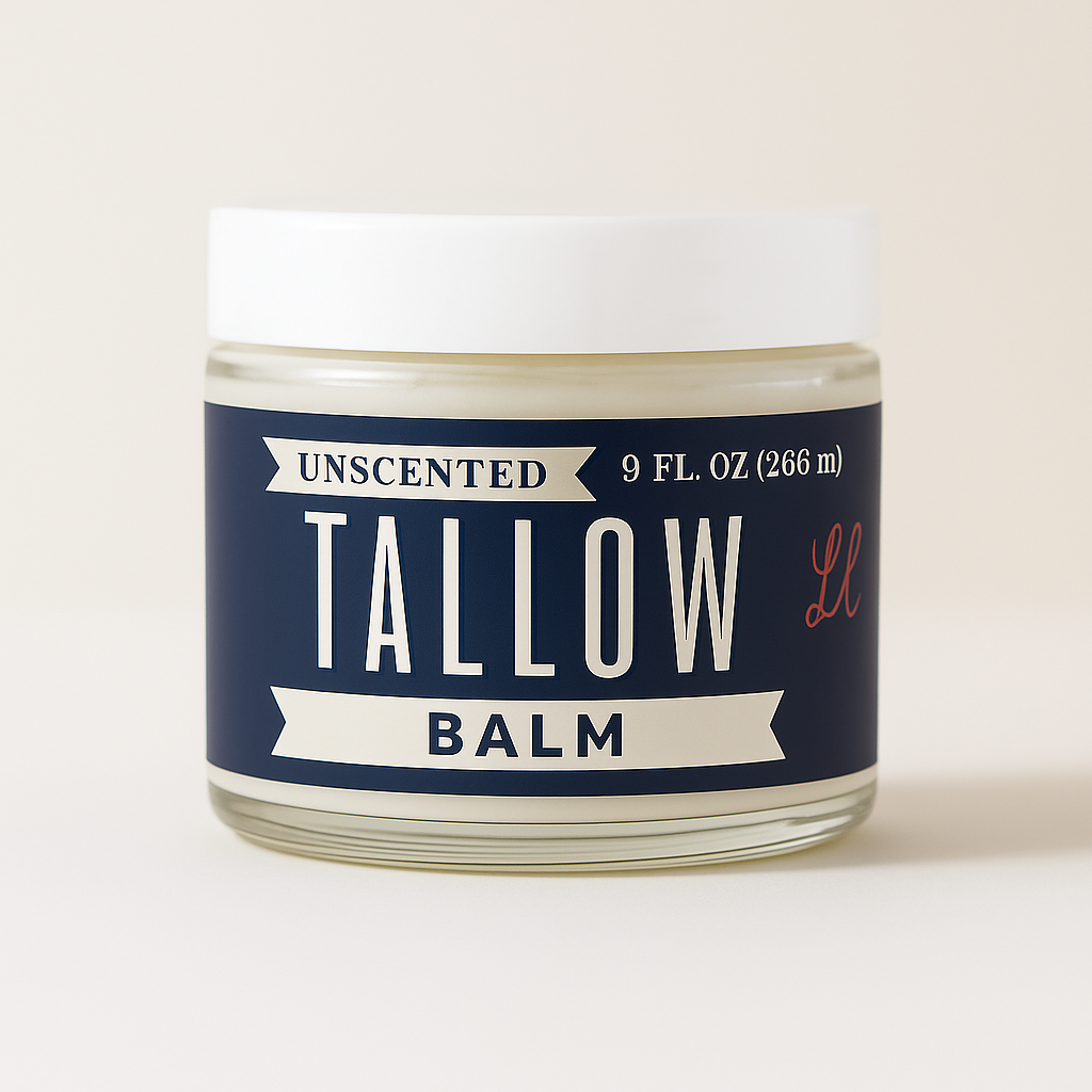 Unscented Tallow Balm | Natural l Beef Tallow Vitamin E, Jojoba Moisturizer for Face & Body |Clean, Preservative-Free Skincare by Lady May