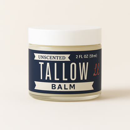 Unscented Tallow Balm | Natural l Beef Tallow Vitamin E, Jojoba Moisturizer for Face & Body |Clean, Preservative-Free Skincare by Lady May