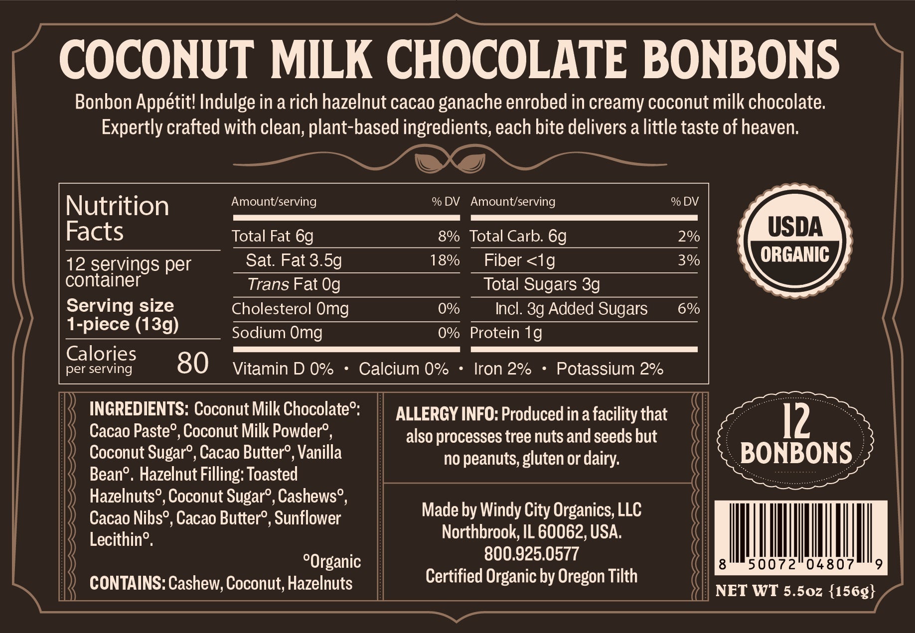 Rawmio Coconut Milk Chocolate Bonbons, 12ea