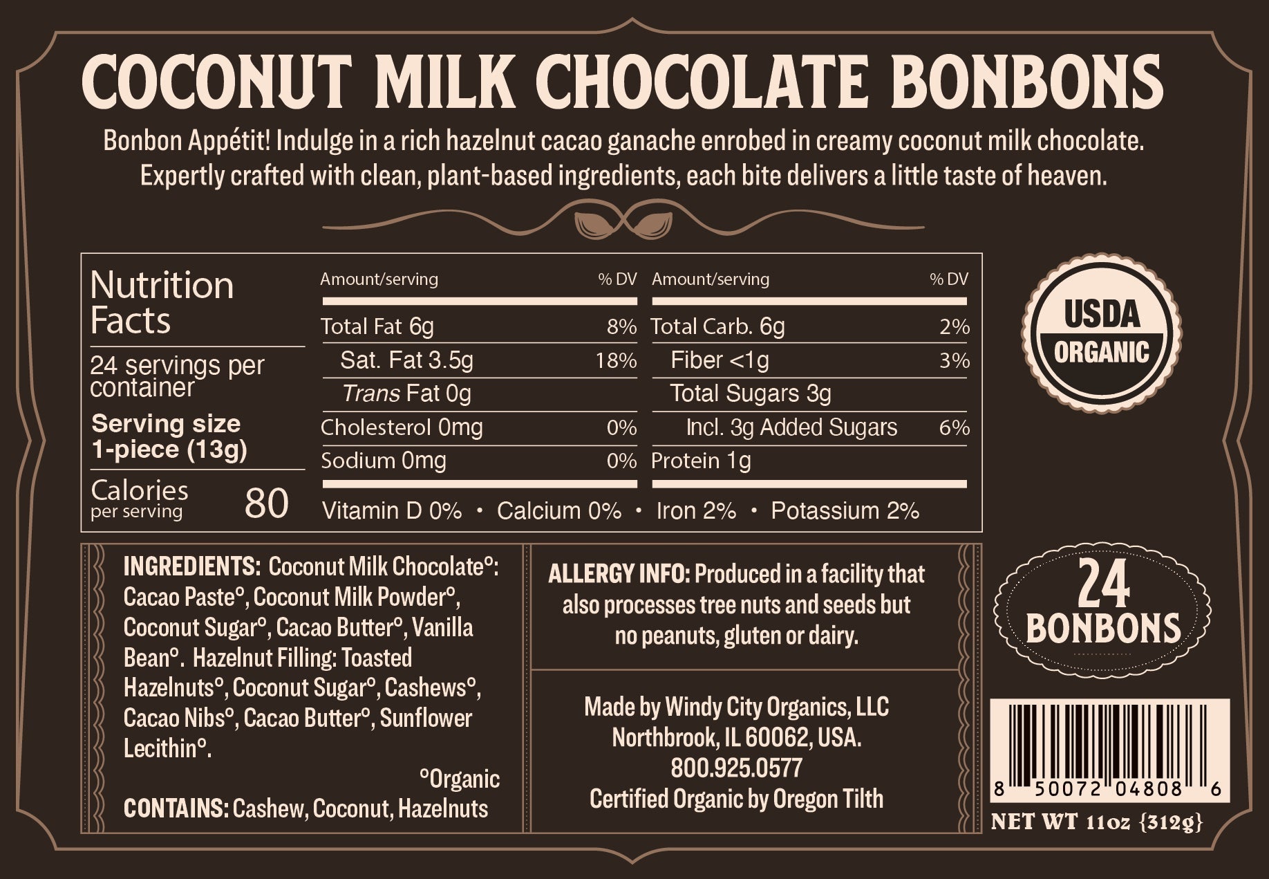 Rawmio Coconut Milk Chocolate Bonbons, 24ea